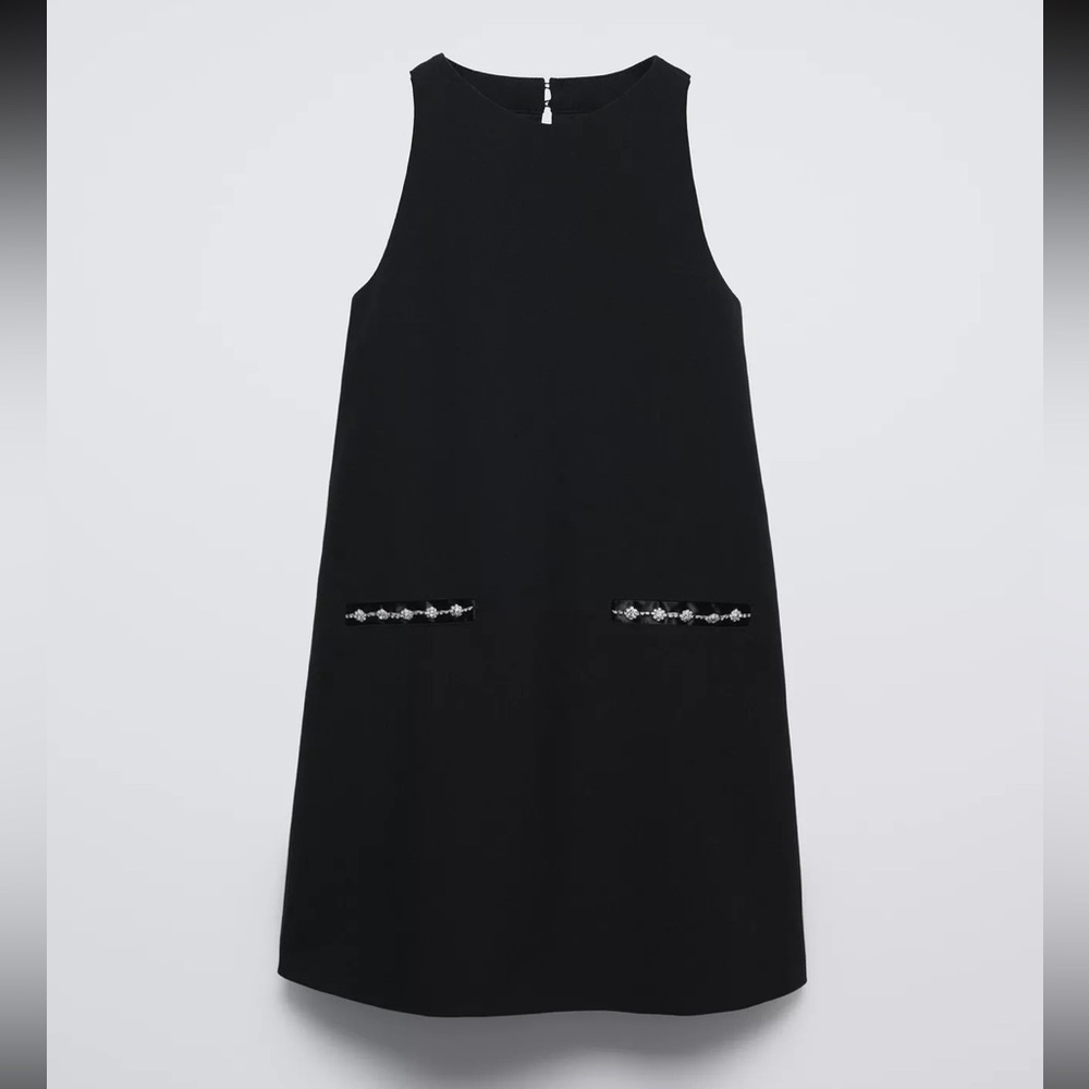 Zara Girls Black Dress with Bejeweled Design